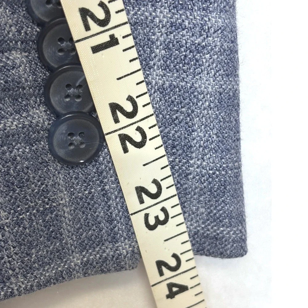 Joseph Abboud Blazer Mens 44S Blue Wool Silk Linen Plaid Sport Coat Heritage